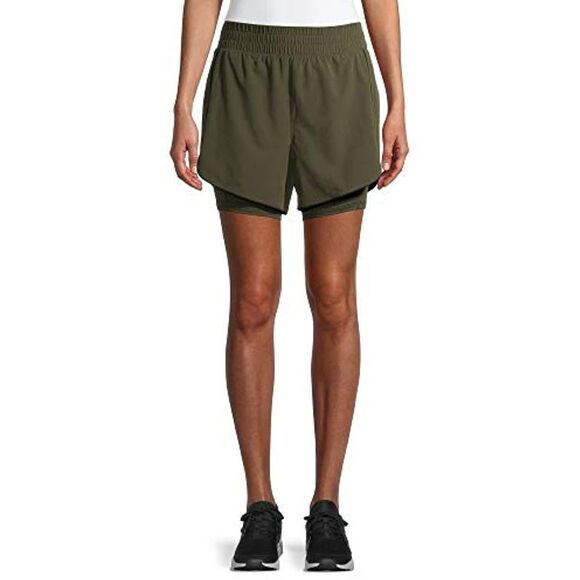 Avia Activewear Women's Running Shorts with Bike Liner (Green, 2XL 20) - Picture 1 of 4